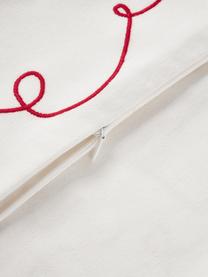Bestickte Kissenhülle Alora mit weihnachtlichem Motiv, 100 % Baumwolle, Weiss, Rot, B 45 x L 45 cm