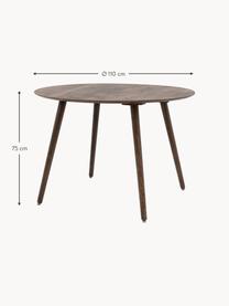 Kulatý dřevěný jídelní stůl Hatfield, Ø 110 cm, Dubové dřevo, tmavě lakované, Ø 110 cm