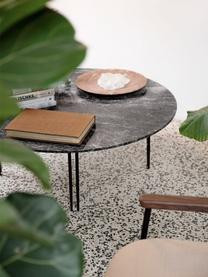 Okrągły stolik kawowy z marmuru IOI, Ø 100 cm, Blat: marmur, Stelaż: stal lakierowana, Ciemny szary marmurowy, czarny, Ø 100 cm