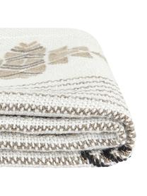 Manta de plástico PET reciclado Aztec, estilo étnico, Plástico PET reciclado, Blanco crudo, negro, beige, An 130 x L 180 cm