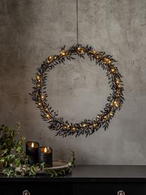 Couronne de Noël lumineuse avec fonction minuterie Elégante, Métal, enduit, Noir, Ø 44 cm