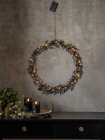 Verlichte kerstkrans Elegant met timerfunctie, Gecoat metaal, Zwart, Ø 44 cm