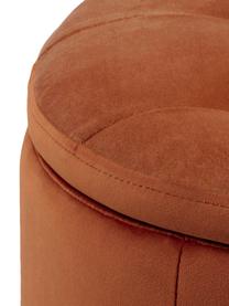 Pouf contenitore in velluto color terracotta Retina, Rivestimento: velluto di poliestere Con, Struttura: pannello di fibra a media, Ramato, Ø 60 x Alt. 35 cm