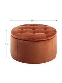 Pouf contenitore in velluto color terracotta Retina, Rivestimento: velluto di poliestere Con, Struttura: pannello di fibra a media, Ramato, Ø 60 x Alt. 35 cm