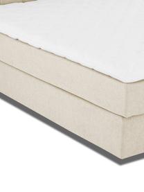 Premium Boxspringbett Phoebe, Matratze: 7-Zonen-Taschenfederkern , Füße: Massives Buchenholz, lack, Beige, 140 x 200 cm