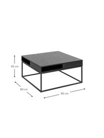 Table basse noire en bois Willford, Noir, larg. 80 x haut. 40 cm