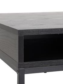 Willford houten salontafel in zwart, Tafelblad: gelamineerd MDF, Frame: gepoedercoat metaal, Zwart, B 80 x H 40 cm