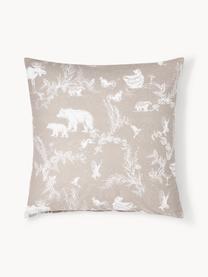 Flanell-Kopfkissenbezug Animal Toile, Webart: Flanell Flanell ist ein k, Beige, gemustert, B 40 x L 80 cm