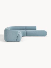 Modulares Bouclé-Ecksofa Sofia (4-Sitzer), Bezug: Bouclé (100 % Polyester) , Gestell: Fichtenholz, Spanplatte, , Füße: Kunststoff Dieses Produkt, Bouclé Blau, B 319 x T 298 cm, Eckteil rechts