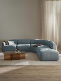 Canapé d'angle modulable 4 places en tissu bouclé Sofia, Bouclé bleu, larg. 318 x prof. 298 cm, méridienne à droite