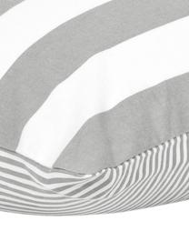 Pruhovaná flanelová obojstranná obliečka na vankúš Dora, 2 ks, Biela, sivá
