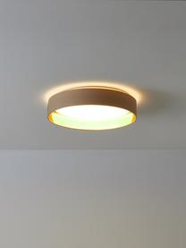 Lampa sufitowa LED Mallory, Stelaż: lite drewno dębowe, lite , Nogi: lite drewno dębowe, Beżowy, odcienie złotego, Ø 41 x W 10 cm