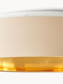 Plafón LED Mallory, Estructura: Madera maciza de roble y , Beige, dorado, Ø 41 x Al 10 cm