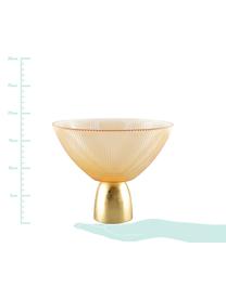 Decoratieve schaal Luster, Glas, metaal, Amberkleurig, transparant, goudkleurig, Ø 22 cm