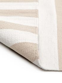 Tapis à rayures en coton, tissé à la main, 100 % coton, certifié GRS, Blanc crème, taupe, larg. 70 x long. 140 cm (taille XS)