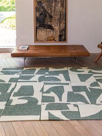 Alfombra con estampado gráfico Papercut, 100% poliéster, Verde oscuro, blanco crema, An 80 x L 150 cm (Tamaño XS)