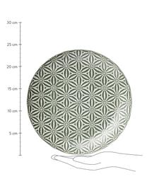 Frühstücksteller Abella in Grün/Weiss mit Strukturmuster, 2 Stück, Keramik, Grün, Weiss, Ø 24 x H 3 cm