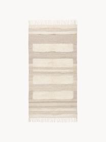 Handgeweven wollen vloerkleed Anica met hoog-laag effect in taupe/beige, Taupe, beige, B 80 x L 150 cm (maat XS)