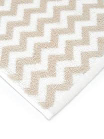Serviette de toilette coton pur à imprimé zigzag Liv, Blanc crème & couleur sable, à imprimé, Serviettes de toilette, larg. 50 x long. 100 cm, 2 pièces