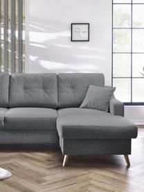 Sofa narożna z funkcją spania i miejscem do przechowywania Sweden, Tapicerka: poliester, Nogi: drewno naturalne, Szary, S 224 x G 149 cm