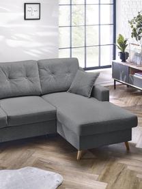 Sofa narożna z funkcją spania i miejscem do przechowywania Sweden, Tapicerka: poliester, Nogi: drewno naturalne, Szary, S 224 x G 149 cm