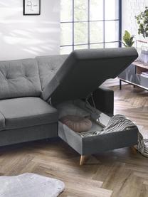 Sofa narożna z funkcją spania i miejscem do przechowywania Sweden, Tapicerka: poliester, Nogi: drewno naturalne, Szary, S 224 x G 149 cm