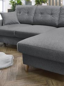 Sofa narożna z funkcją spania i miejscem do przechowywania Sweden, Tapicerka: poliester, Nogi: drewno naturalne, Szary, S 224 x G 149 cm