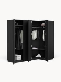 Modularer Eck-Kleiderschrank Leon, 215 cm Breite, mehrere Varianten, Korpus: Spanplatte, melaminbeschi, Schwarz, Basic Interior, B 215 x H 200 cm, mit Eckmodul