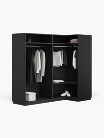 Modularer Eck-Kleiderschrank Leon, 215 cm Breite, mehrere Varianten, Korpus: Spanplatte, melaminbeschi, Schwarz, Basic Interior, B 215 x H 200 cm, mit Eckmodul