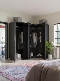 Armoire d'angle modulaire Leon, larg. 215 cm, plusieurs variantes, Noir, Basic Interior : larg. 215 x haut. 200 cm, avec module d'angle