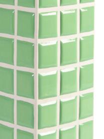Designová váza s dlaždicovým vzhledem Tile, Dolomitový kámen, Světle zelená, bílá, Š 11 cm, V 28 cm