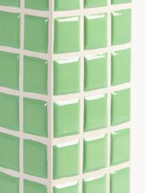 Vaso di design effetto piastrellato Tile, alt. 28 cm, Pietra dolomitica, Verde chiaro, bianco, Larg. 11 x Alt. 28 cm