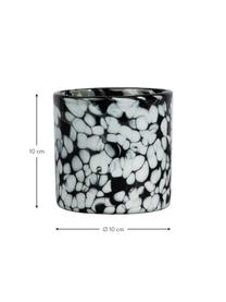 Kandelaar Calore van glas, 2 stuks, Glas, Zwart, wit, Ø 10 x H 10 cm