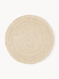 Tapis rond en jute fait main Sharmila, 100 % jute, Blanc cassé, Ø 100 cm (taille XS)