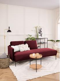 Fluwelen chaise longue Fluente in roodbruin met metalen poten, Bekleding: fluweel (hoogwaardig poly, Frame: massief grenenhout, Poten: gepoedercoat metaal, Bordeauxrood, B 202 x D 85 cm