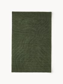 Wollteppich Aaron, handgetuftet, Flor: 100 % Wolle, Dunkelgrün, B 80 x L 150 cm (Größe XS)