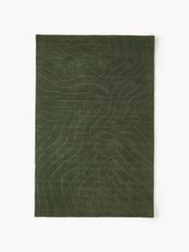 Tapis en laine tuftée main Aaron, Vert foncé, larg. 80 x long. 150 cm (taille XS)