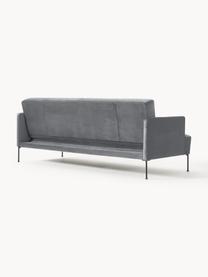 Samt-Schlafsofa Fluente (3-Sitzer), Bezug: Samt (Hochwertiger Polyes, Gestell: Massives Kiefernholz, Füße: Metall, pulverbeschichtet, Samt Dunkelgrau, B 220 x T 88 cm