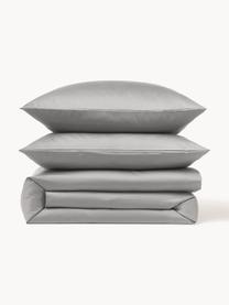 Funda nórdica de satén Comfort, Gris oscuro, Cama 90 cm (155 x 220 cm)