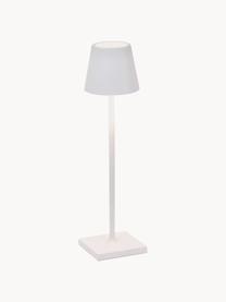 Lampada da tavolo portatile a LED con luce regolabile Poldina, Lampada: alluminio rivestito, Bianco opaco, Ø 11 x Alt. 38 cm