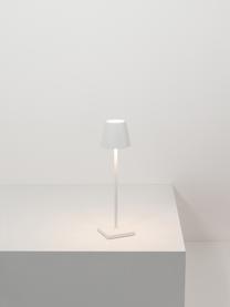 Lampada da tavolo portatile a LED con luce regolabile Poldina, Lampada: alluminio rivestito, Bianco opaco, Ø 11 x Alt. 38 cm