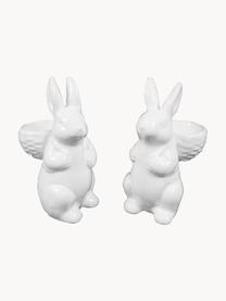 Lapins de Pâques décoratifs Mümmelmann, 2 pièces, Porcelaine, Blanc, larg. 5 x haut. 13 cm