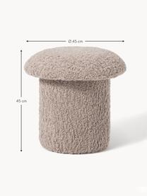 Teddy poef Shroom, Bekleding: 100% polyester (teddyvach, Taupe, Ø 45 x H 45 cm