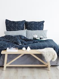 Biancheria da letto reversibile in cotone ranforce Marla, Blu navy & bianco, fantasia, 255 x 200 cm, 3 pz