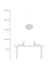 Hanglamp Borneo van rotan en linnen, Lampenkap: linnen, Baldakijn: gecoat metaal, Beige, gebroken wit, Ø 43 x H 26 cm