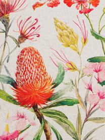 Federa arredo con motivo floreale Caleo, 85% cotone, 15% lino, Beige, multicolore, Larg. 40 x Lung. 40 cm