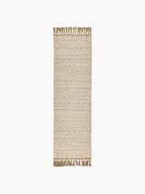 Tapis de couloir en jute fait main Ramos, 100 % jute

Au moins 50 % du textile contenu dans ce produit est composé de fibres de jute. La fibre de jute est une matière première qui se renouvelle rapidement et se caractérise notamment par une faible consommation d'eau lors de la cultivation et le traitement. En outre, ce matériau est entièrement biodégradable, Brun, blanc, larg. 80 x long. 300 cm