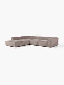 Modulares XL-Ecksofa Lennon aus Cord, Bezug: Cord (92 % Polyester, 8 %, Gestell: Massives Kiefernholz FSC-, Cord Taupe, B 329 x T 269 cm, Eckteil links