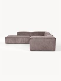 Modulares XL-Ecksofa Lennon aus Cord, Bezug: Cord (92 % Polyester, 8 %, Gestell: Massives Kiefernholz, Spe, Füße: Kunststoff Dieses Produkt, Cord Taupe, B 329 x T 269 cm, Eckteil links