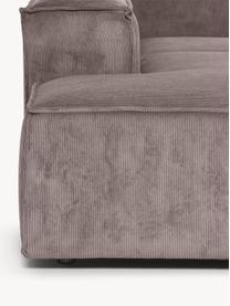 Modulares XL-Ecksofa Lennon aus Cord, Bezug: Cord (92 % Polyester, 8 %, Gestell: Massives Kiefernholz, Spe, Füße: Kunststoff Dieses Produkt, Cord Taupe, B 329 x T 269 cm, Eckteil links